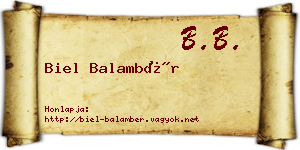 Biel Balambér névjegykártya